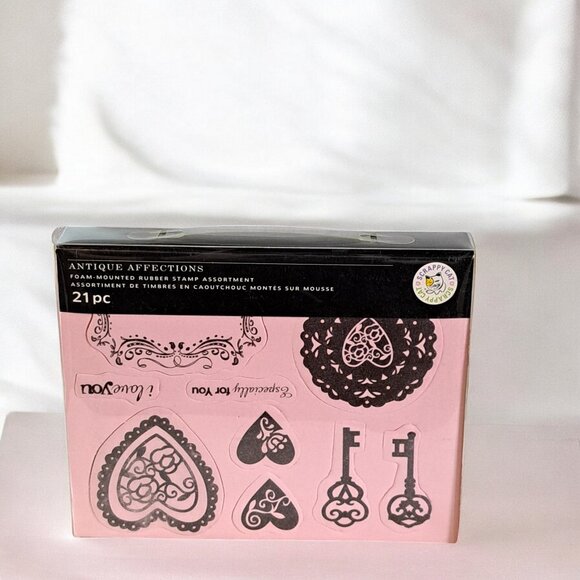 21-Pc ANTIQUE AFFECTIONS Foam-Mounted Rubber Stamp Set -Valentines, Papercrafts - Picture 8 of 13